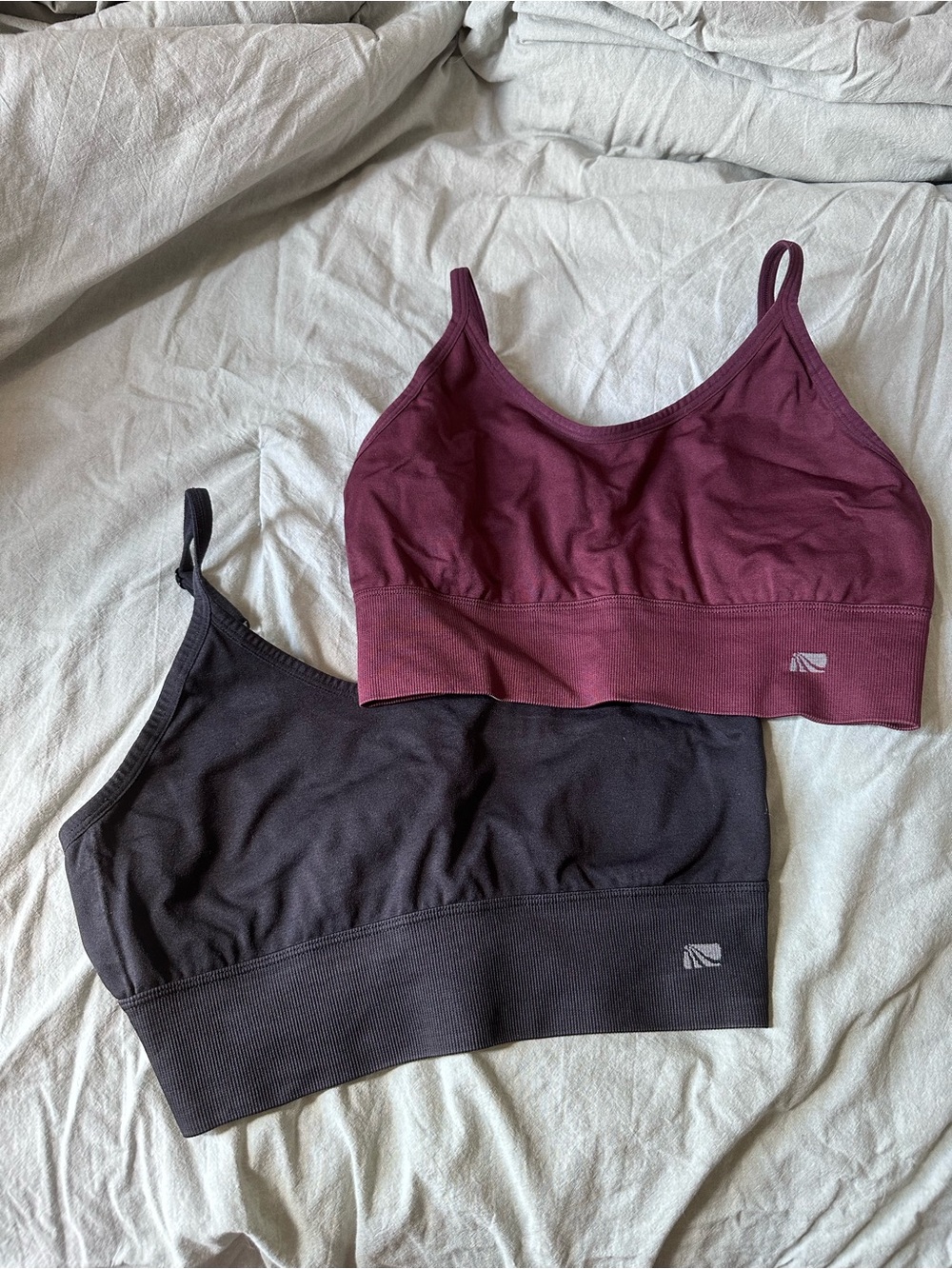 Seamless Ribbed Bralette - Burgundy & Black 2 pack